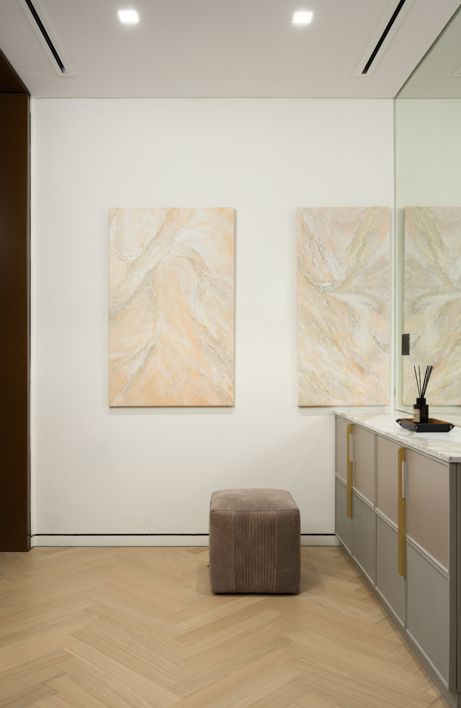 Soft Neutral Diptych Painting