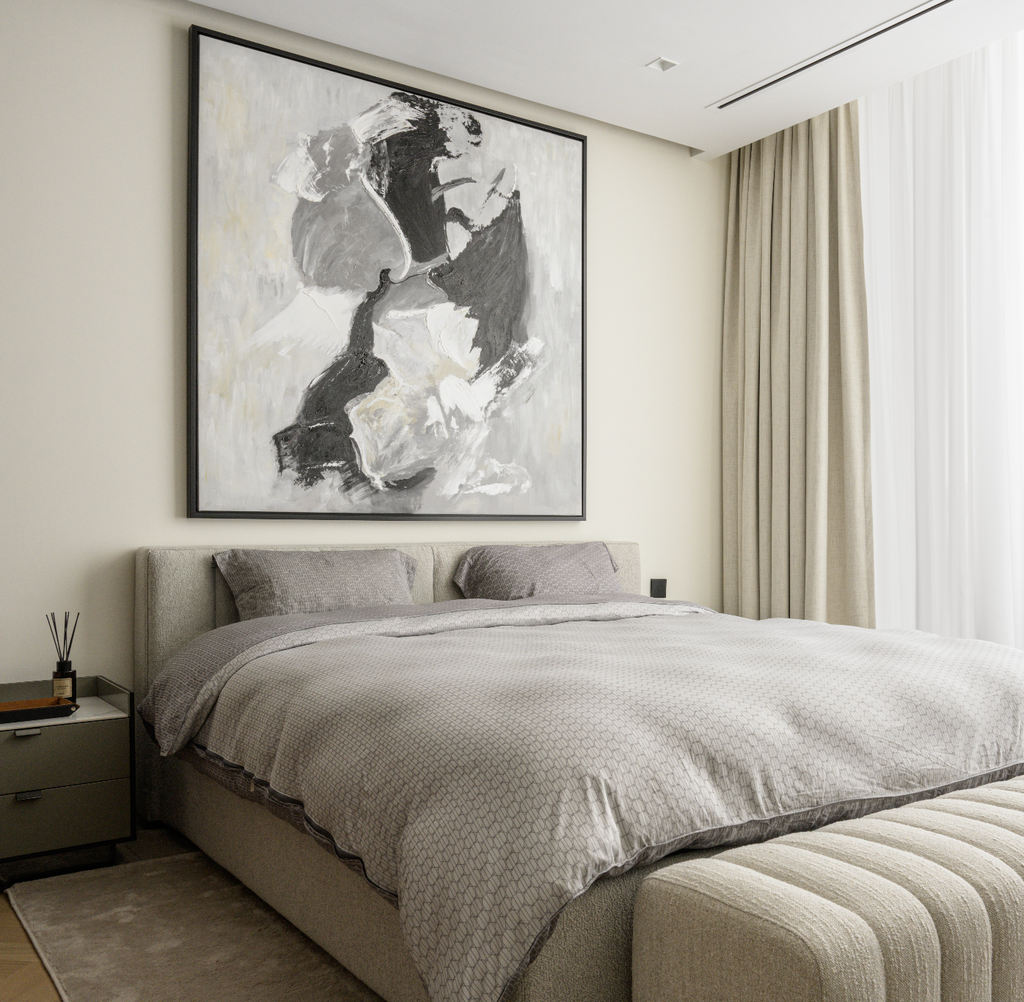 Monochrome Gestural Abstract Painting