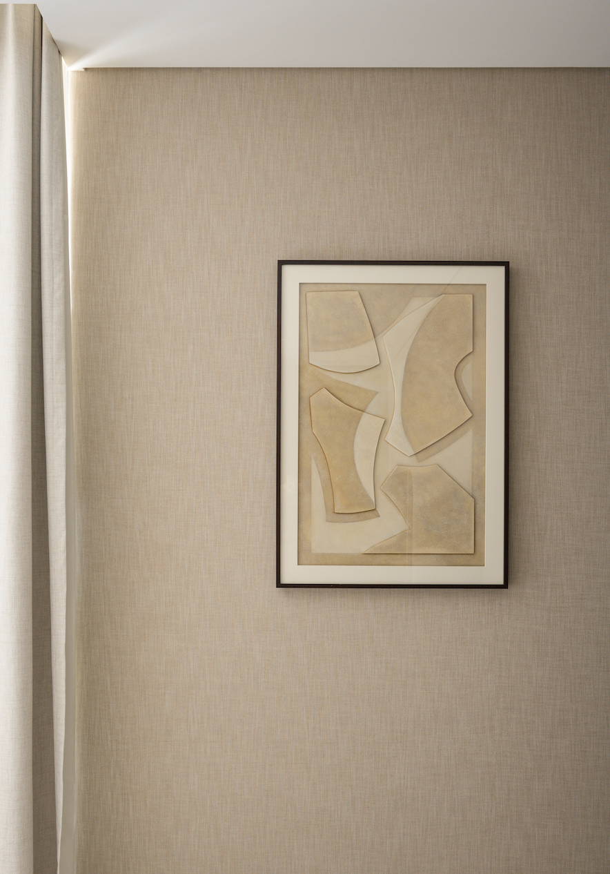 Beige Geometric Relief Artwork