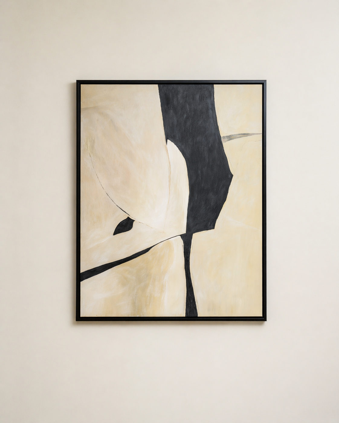 Neutral Black & Beige Abstract Painting