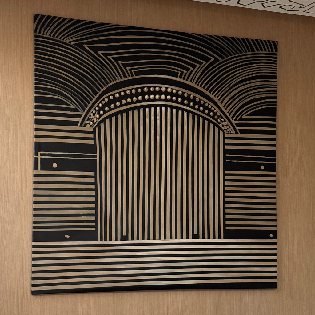 Black Painting with Arched Pattern