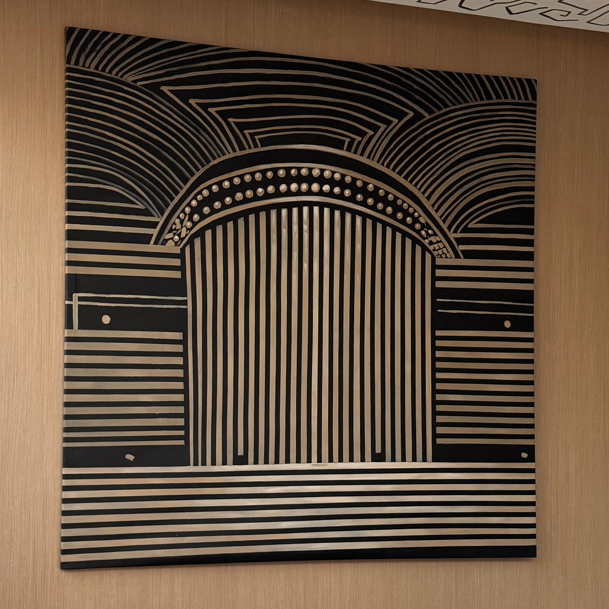 Black Painting with Arched Pattern